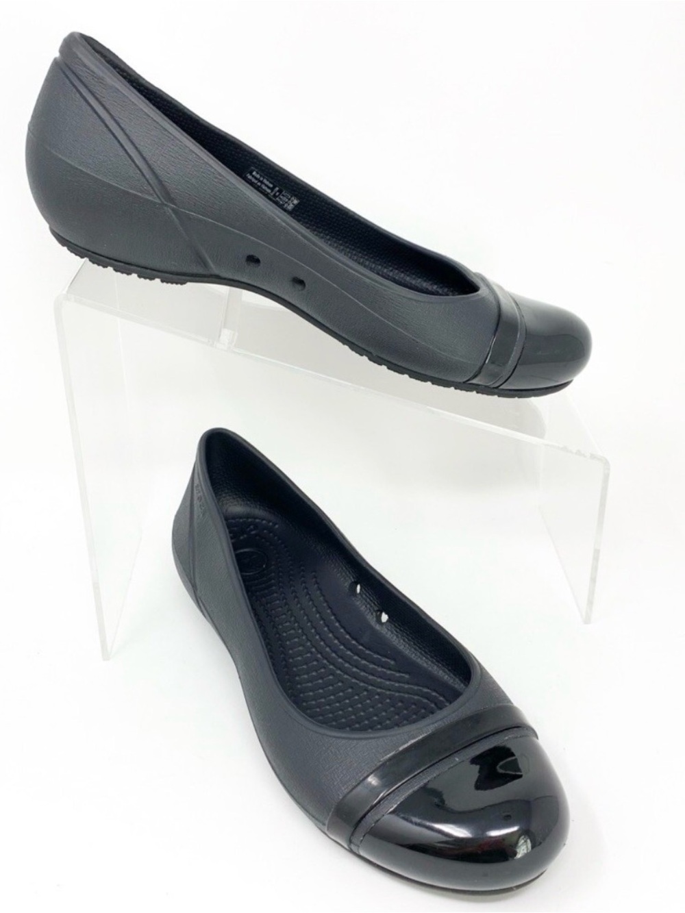 CROCS Women's Black Matte & Gloss Ballet Flats
